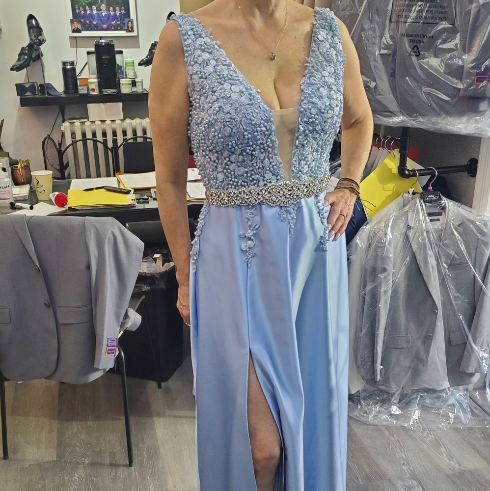 Ball gown, beaded,light blue